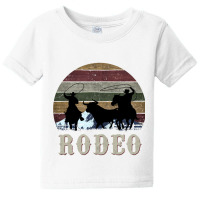 Bucking Rodeo Cowboy Team Roping Horse Riding Retro Long Sleeve T Shir Baby Tee | Artistshot