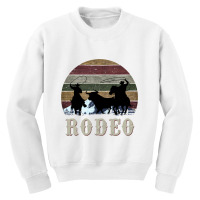 Bucking Rodeo Cowboy Team Roping Horse Riding Retro Long Sleeve T Shir Youth Sweatshirt | Artistshot