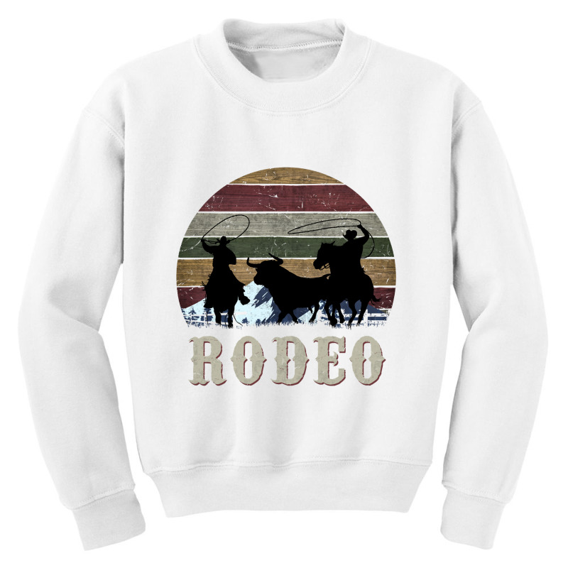 Bucking Rodeo Cowboy Team Roping Horse Riding Retro Long Sleeve T Shir Youth Sweatshirt by Binhthai9809 | Artistshot