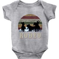 Bucking Rodeo Cowboy Team Roping Horse Riding Retro Long Sleeve T Shir Baby Bodysuit | Artistshot