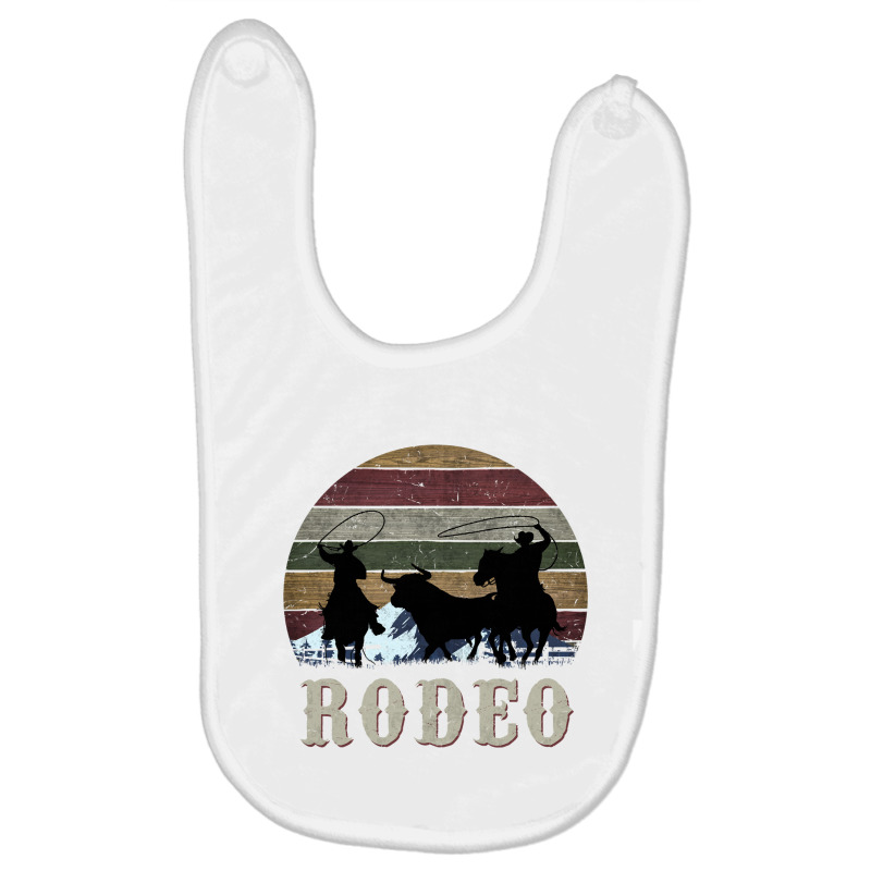 Bucking Rodeo Cowboy Team Roping Horse Riding Retro Long Sleeve T Shir Baby Bibs by Binhthai9809 | Artistshot