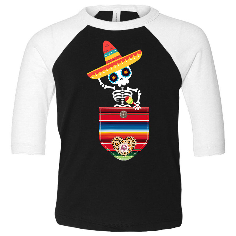 Calaca Blanket Pocket Serape Mexican Gift Cinco De Mayo T Shirt Toddler 3/4 Sleeve Tee by Binhthai9809 | Artistshot