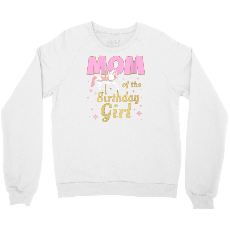 Womens Carousel Party Family Matching Mom 1st First Birthday Girl V Ne Crewneck Sweatshirt | Artistshot