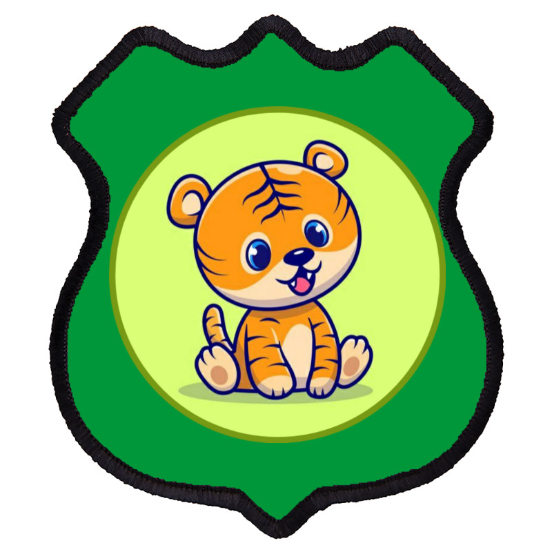 Custom Cute Baby Tiger Sitting Cartoon Shield Patch By Vasu4christ - Artistshot Custom Cute Baby Tiger Sitting Cartoon Shield Patch By Vasu4christ - Artistshot