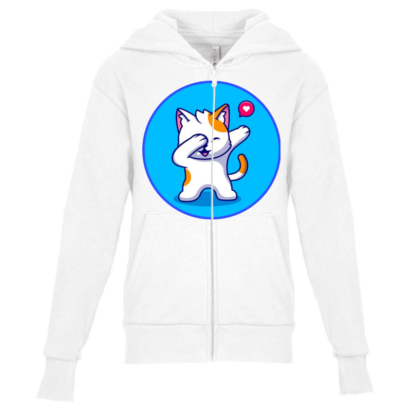 Cute Cat Dabbing Cartoon Youth Zipper Hoodie by vasu4christ | Artistshot