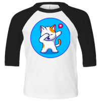 Cute Cat Dabbing Cartoon Toddler 3/4 Sleeve Tee | Artistshot