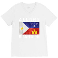 Allons Brandon Louisiana Acadiana Flag Lafayette T Shirt V-neck Tee | Artistshot