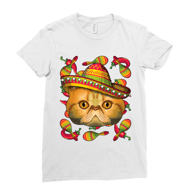 Cinco De Mayo Exotic Shorthair Sombrero Mexican Cat Fiesta T Shirt Ladies Fitted T-Shirt by Binhthai9809 | Artistshot