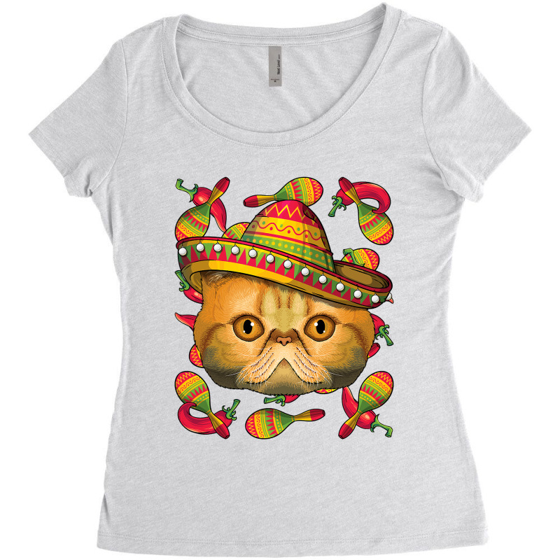 Cinco De Mayo Exotic Shorthair Sombrero Mexican Cat Fiesta T Shirt Women's Triblend Scoop T-shirt by Binhthai9809 | Artistshot