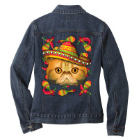 Cinco De Mayo Exotic Shorthair Sombrero Mexican Cat Fiesta T Shirt Ladies Denim Jacket | Artistshot