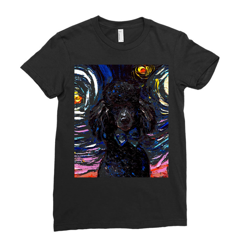 Poodle T  Shirt Standard Black Poodle Night ( Portrait) T  Shirt Ladies Fitted T-Shirt by jaylinconsidine282 | Artistshot