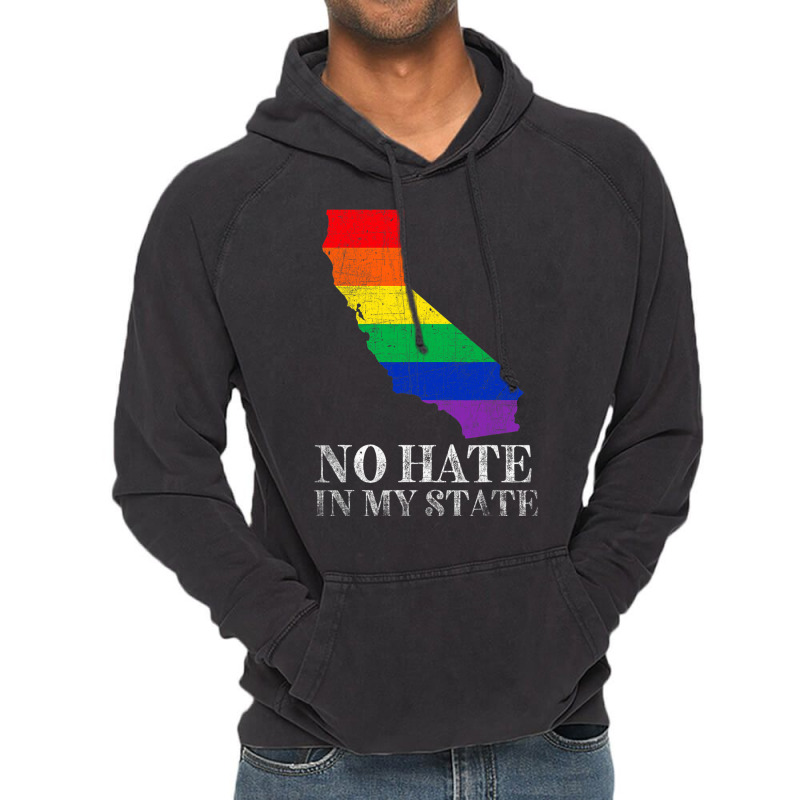 No Hate In My State California Map Lgbt Pride Vintage Hoodie | Artistshot