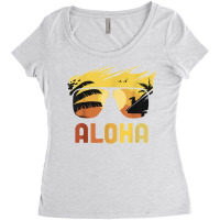 Aloha Hawaii Hawaiian Island Sunglasses Palm Funny Hawaiian Women's Triblend Scoop T-shirt | Artistshot