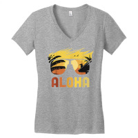 Aloha Hawaii Hawaiian Island Sunglasses Palm Funny Hawaiian Women's V-neck T-shirt | Artistshot