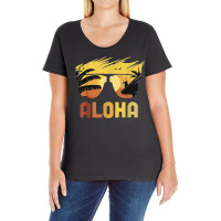 Aloha Hawaii Hawaiian Island Sunglasses Palm Funny Hawaiian Ladies Curvy T-shirt | Artistshot