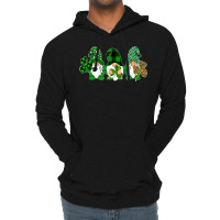 Three Gnomes Holding Shamrock Leopard Plaid St Patrick's Day T Shirt Lightweight Hoodie | Artistshot