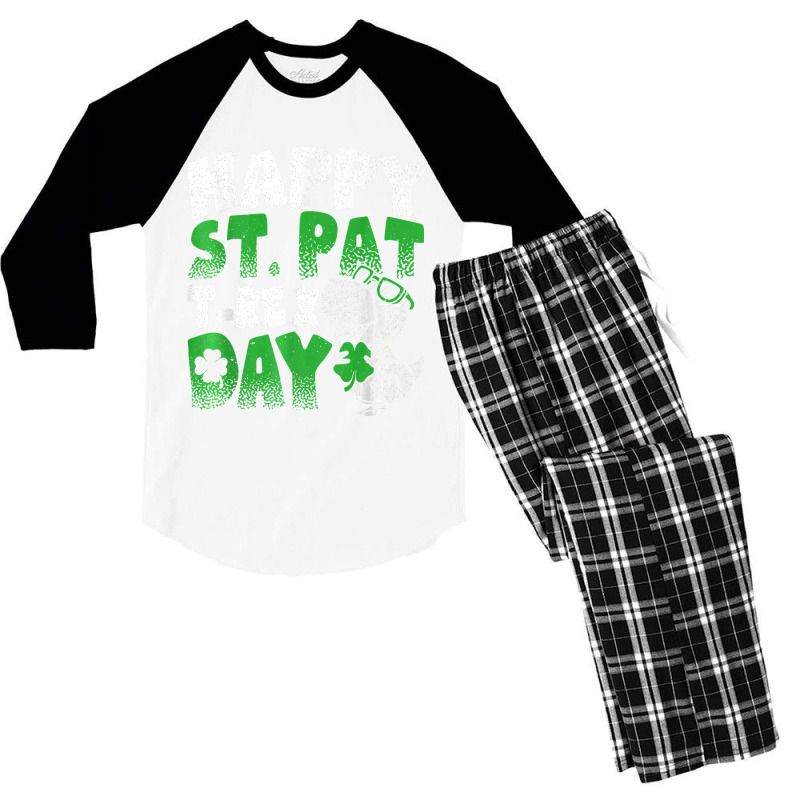 Happy St Pat Trex Day Funny Dino T Rex St Patricks Day Boys T Shirt Men's 3/4 Sleeve Pajama Set | Artistshot