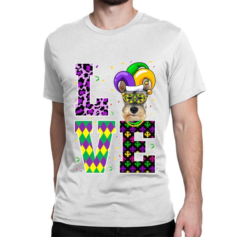 I Love Mardi Gras Festival Party Lover Funny Schnauzer Dog Premium T S Classic T-shirt | Artistshot