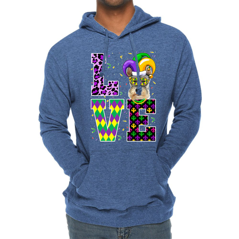 I Love Mardi Gras Festival Party Lover Funny Schnauzer Dog Premium T S Lightweight Hoodie | Artistshot