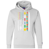 American Flag Fight Ribbon Puzzle Autism Awareness Month T Shirt Champion Hoodie | Artistshot