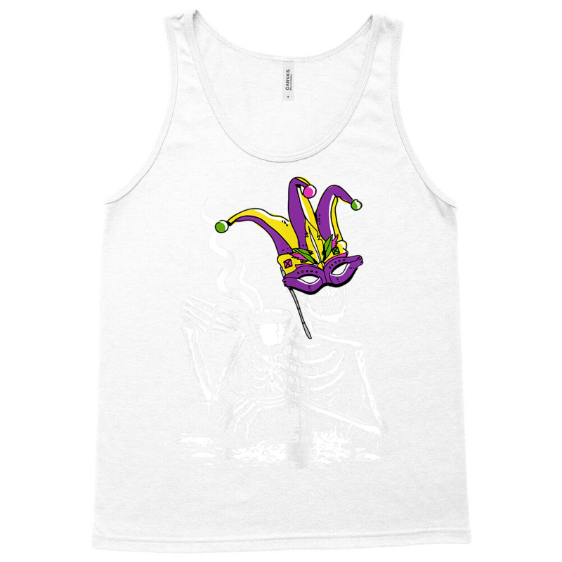 Womens Skeleton Drinking Coffee Mardi Gras Masquerade Parade Party T S Tank Top | Artistshot