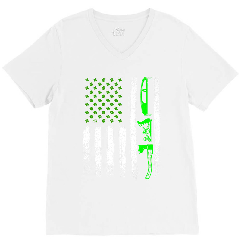 Woodworking St Patrick's Day Vintage Irish American Flag Premium T Shi V-neck Tee | Artistshot