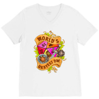 World Okayest Dm D20 Dice Gaming Rpg Board Games T Shirt V-neck Tee | Artistshot