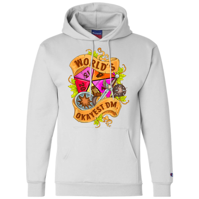 World Okayest Dm D20 Dice Gaming Rpg Board Games T Shirt Champion Hoodie | Artistshot