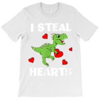 Cute Kids Dinosaur Valentines Day Lover I Steal Hearts T Shirt T-shirt | Artistshot