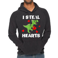 Cute Kids Dinosaur Valentines Day Lover I Steal Hearts T Shirt Vintage Hoodie | Artistshot