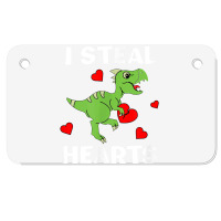 Cute Kids Dinosaur Valentines Day Lover I Steal Hearts T Shirt Motorcycle License Plate | Artistshot