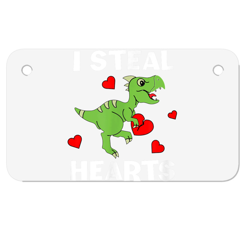 Cute Kids Dinosaur Valentines Day Lover I Steal Hearts T Shirt Motorcycle License Plate | Artistshot