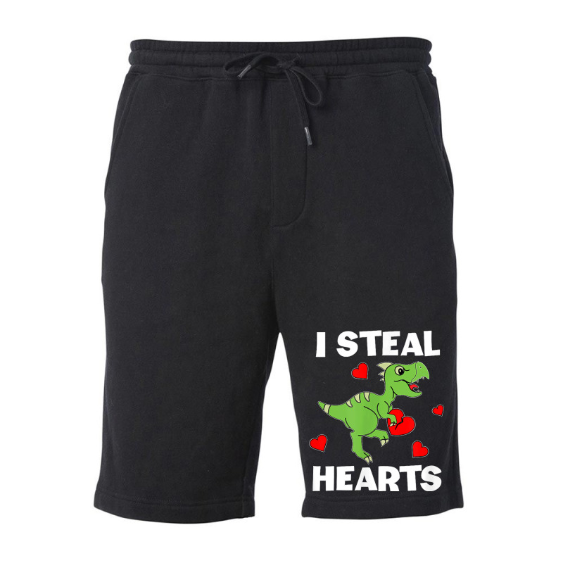 Cute Kids Dinosaur Valentines Day Lover I Steal Hearts T Shirt Fleece Short | Artistshot