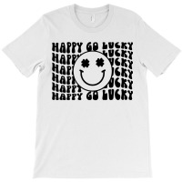 Happy Go Lucky Smiley Face Irish Shamrocks St Patricks Day Premium T S T-shirt | Artistshot