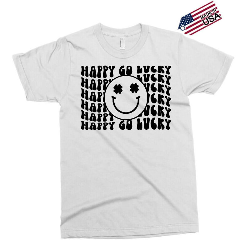 Happy Go Lucky Smiley Face Irish Shamrocks St Patricks Day Premium T S Exclusive T-shirt | Artistshot