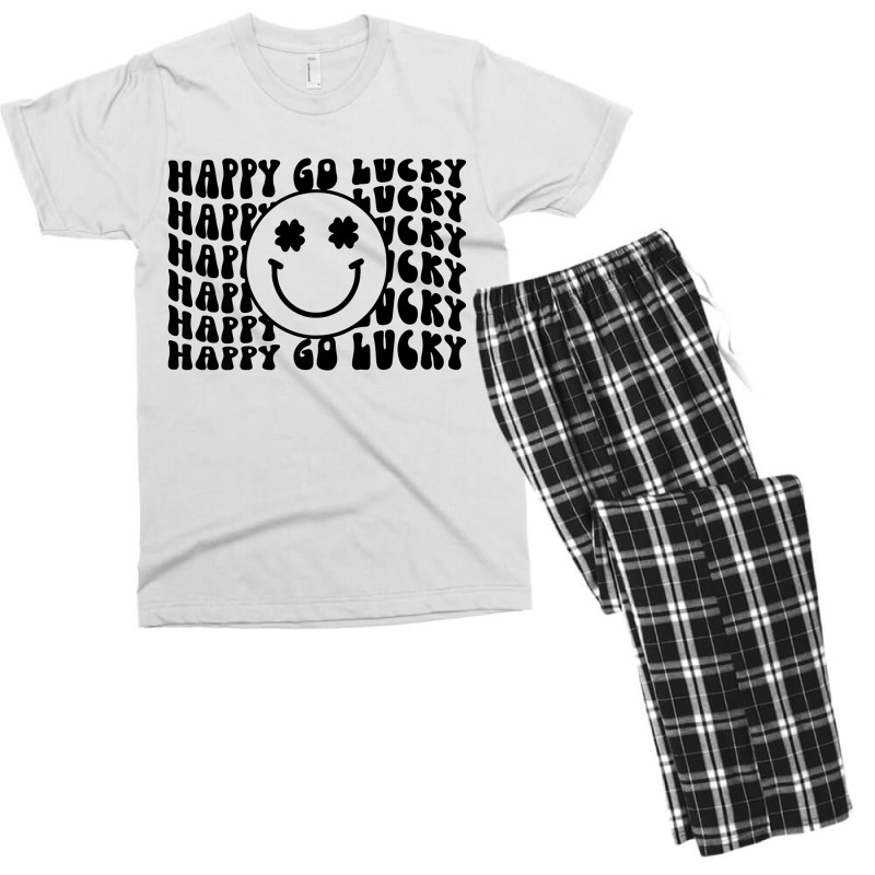 Happy Go Lucky Smiley Face Irish Shamrocks St Patricks Day Premium T S Men's T-shirt Pajama Set | Artistshot