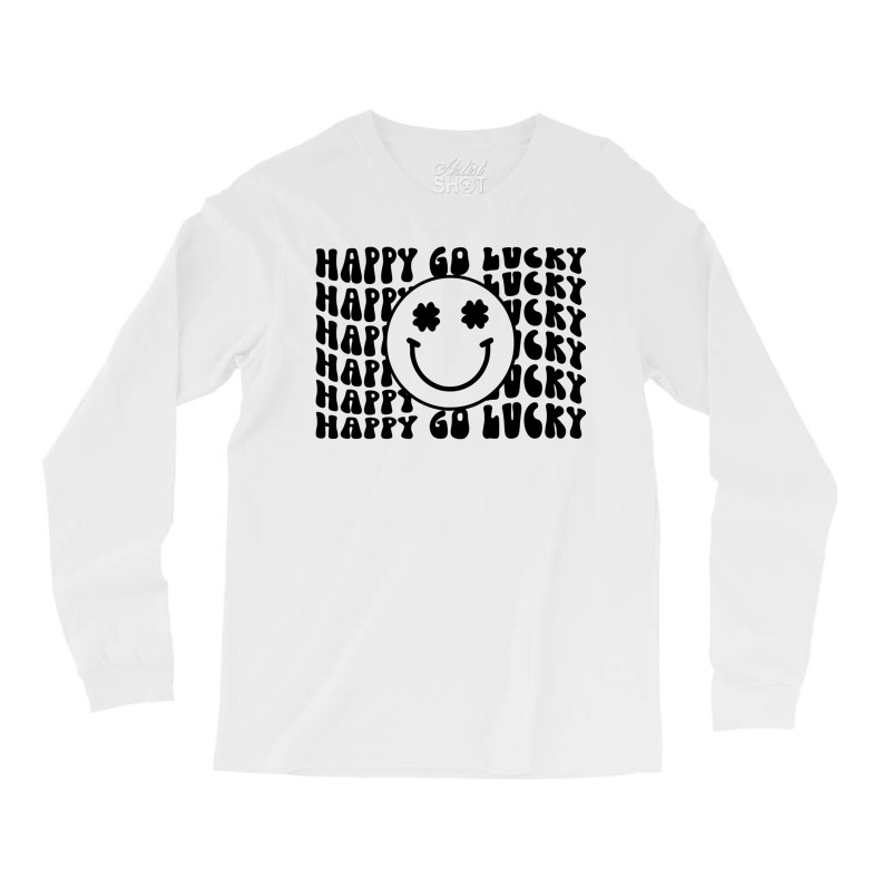 Happy Go Lucky Smiley Face Irish Shamrocks St Patricks Day Premium T S Long Sleeve Shirts | Artistshot