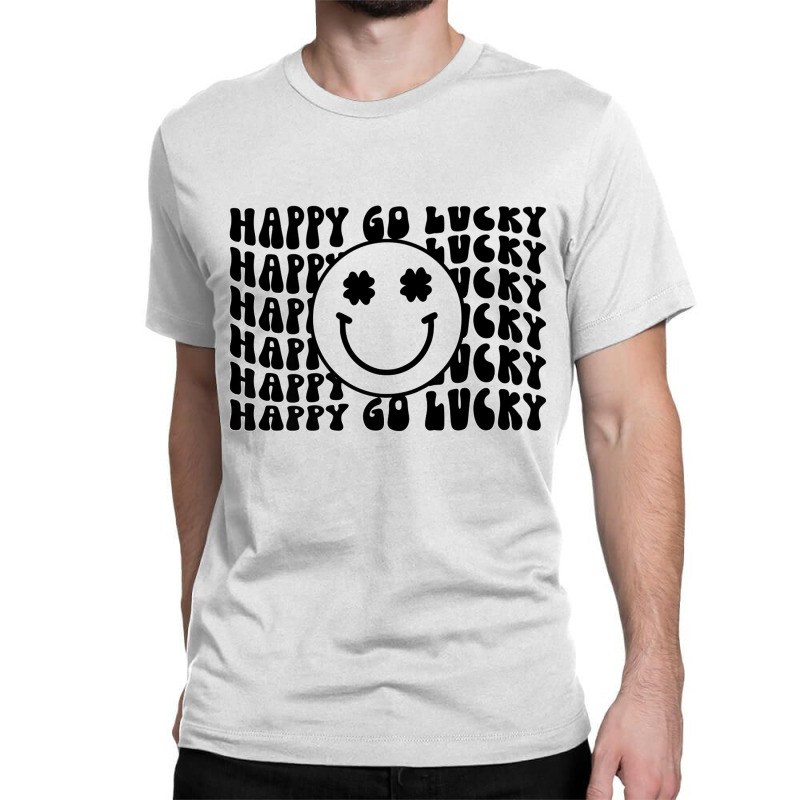 Happy Go Lucky Smiley Face Irish Shamrocks St Patricks Day Premium T S Classic T-shirt | Artistshot