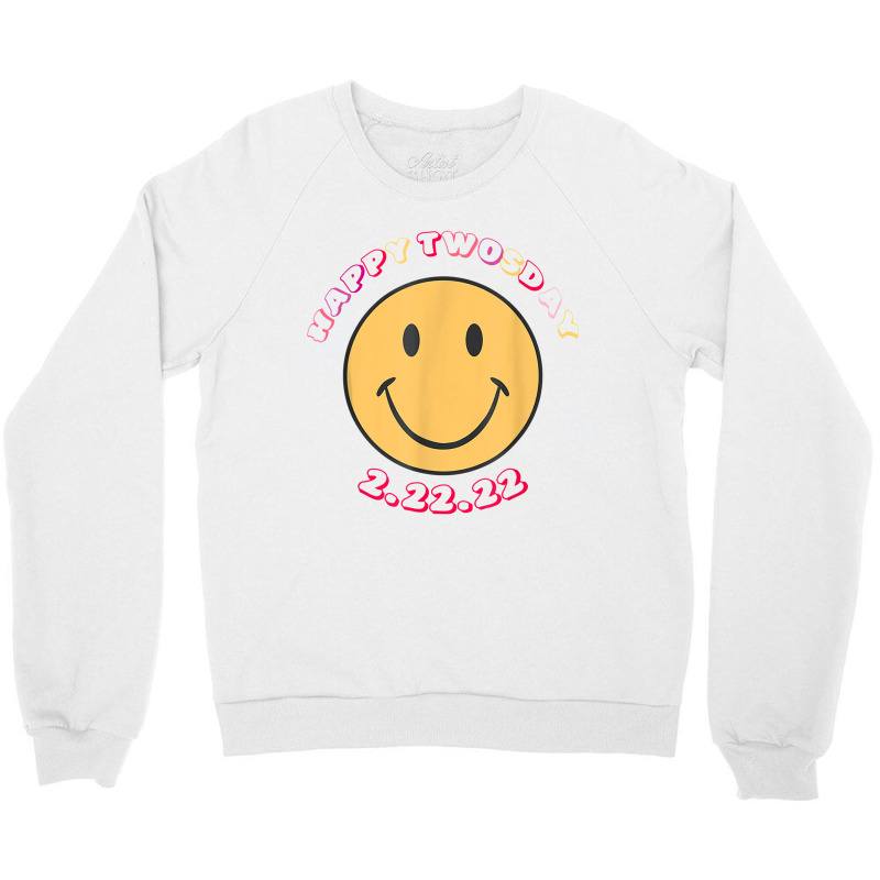 Happy Twosday Tuesday February 22nd 2022 Retro Smiley Face T Shirt Crewneck Sweatshirt | Artistshot