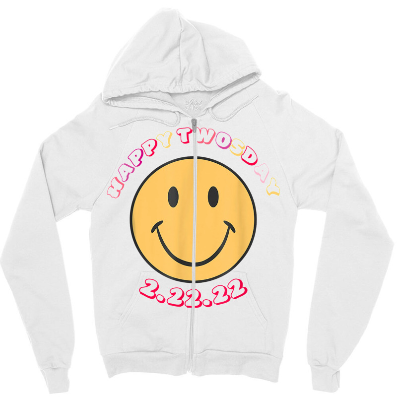 Happy Twosday Tuesday February 22nd 2022 Retro Smiley Face T Shirt Zipper Hoodie | Artistshot