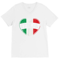 Italy Italia Italian Flag Heart Retro Vintage Design T Shirt V-neck Tee | Artistshot