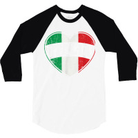 Italy Italia Italian Flag Heart Retro Vintage Design T Shirt 3/4 Sleeve Shirt | Artistshot