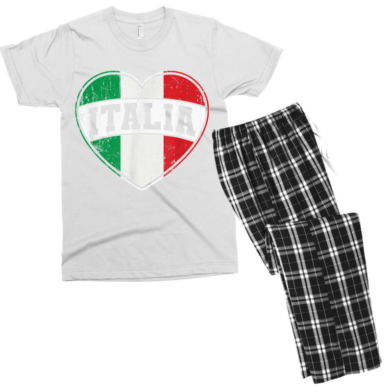 Italy Italia Italian Flag Heart Retro Vintage Design T Shirt Men's T-shirt Pajama Set | Artistshot