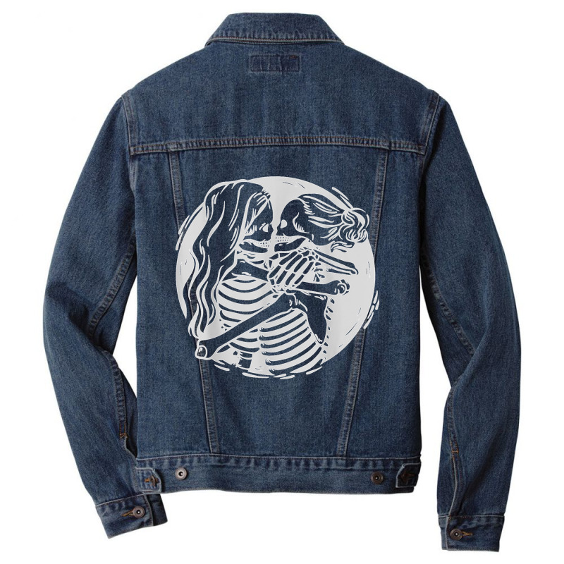 Lesbian Couple Lgbtq Pride Skeletons Kissing Valentine Day T Shirt Men Denim Jacket | Artistshot