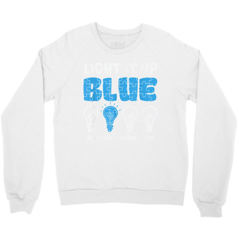 Light It Up Blue Autism Awareness April Mom Dad Kids Puzzle T Shirt Crewneck Sweatshirt | Artistshot