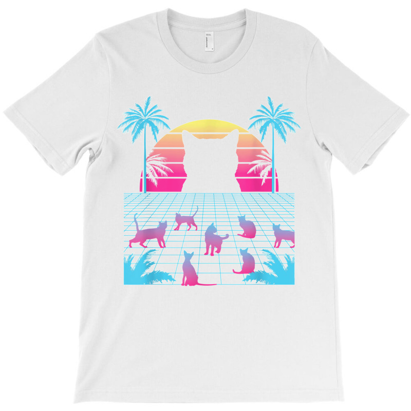 Vaporwave Cats Palm Trees Aesthetic Japanese Kawaii T Shirt T-shirt | Artistshot