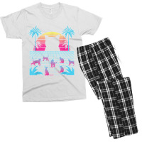 Vaporwave Cats Palm Trees Aesthetic Japanese Kawaii T Shirt Men's T-shirt Pajama Set | Artistshot