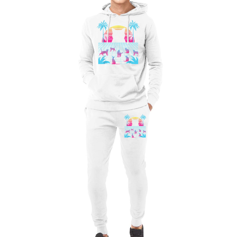 Vaporwave Cats Palm Trees Aesthetic Japanese Kawaii T Shirt Hoodie & Jogger Set | Artistshot