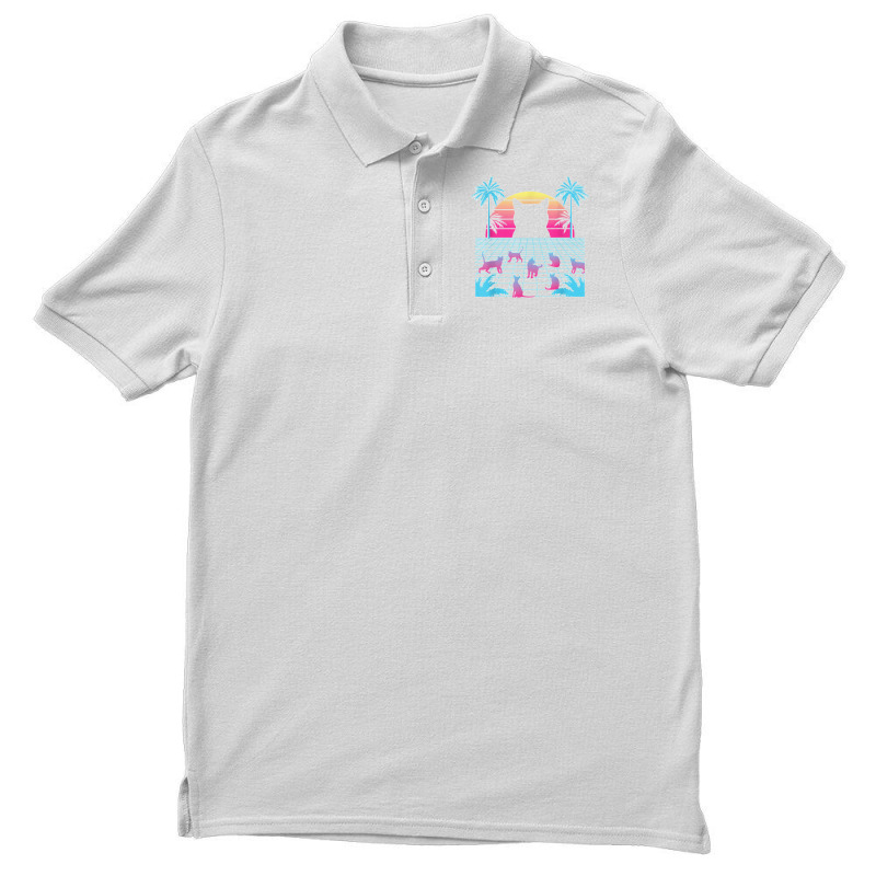 Vaporwave Cats Palm Trees Aesthetic Japanese Kawaii T Shirt Men's Polo Shirt | Artistshot