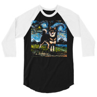 Shiba Inu T  Shirt Black And Tan Shiba Inu Night T  Shirt 3/4 Sleeve Shirt | Artistshot